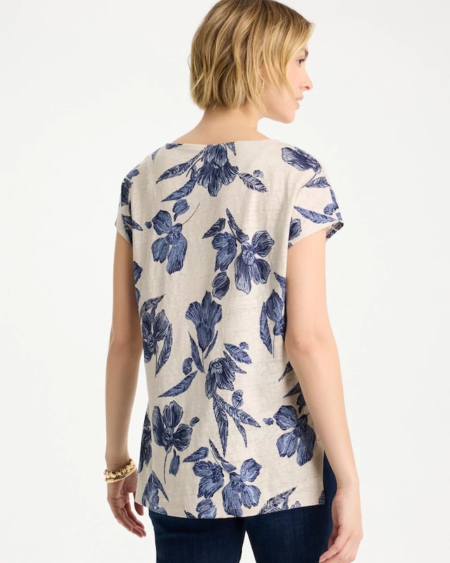 Floral Linen Dolman Tee - image 3